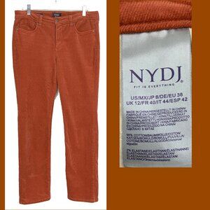 NYDJ Corduroy Sheri Slim Jeans in Sienna Red Sz 8